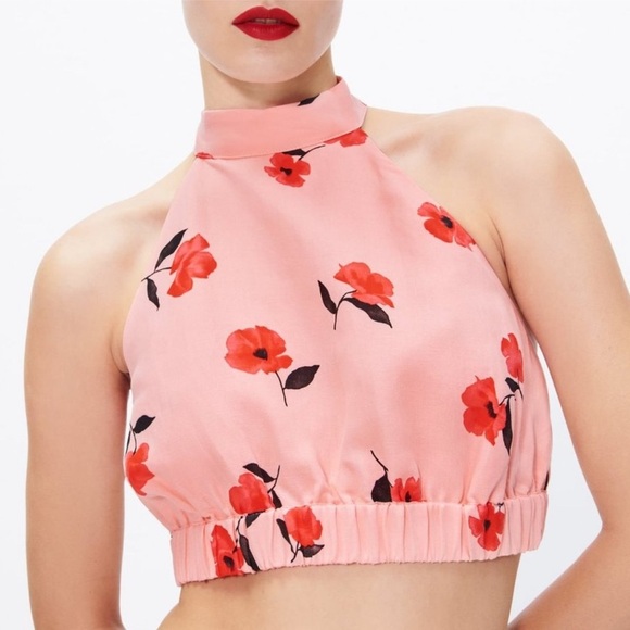 Zara Pink Sleeveless High Low Crop Top - Picture 1 of 12